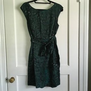 LOFT Belted Wrap Dress, Green, Size 8